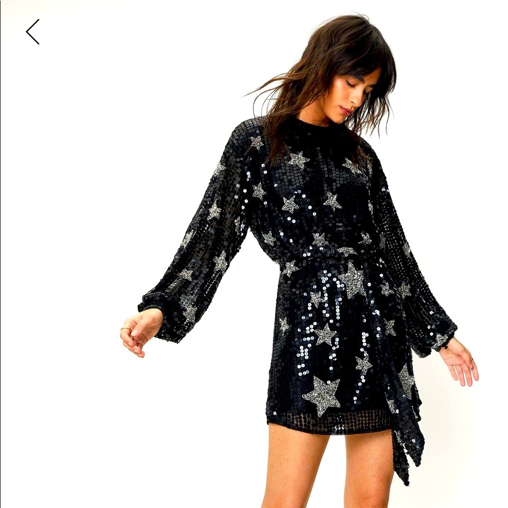 Nasty Gal - Sequin Star Print Belted Mini Dress